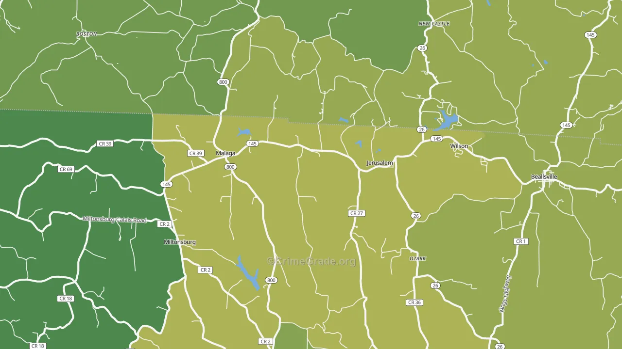 Jerusalem, OH Map of Vehicle Theft Rates