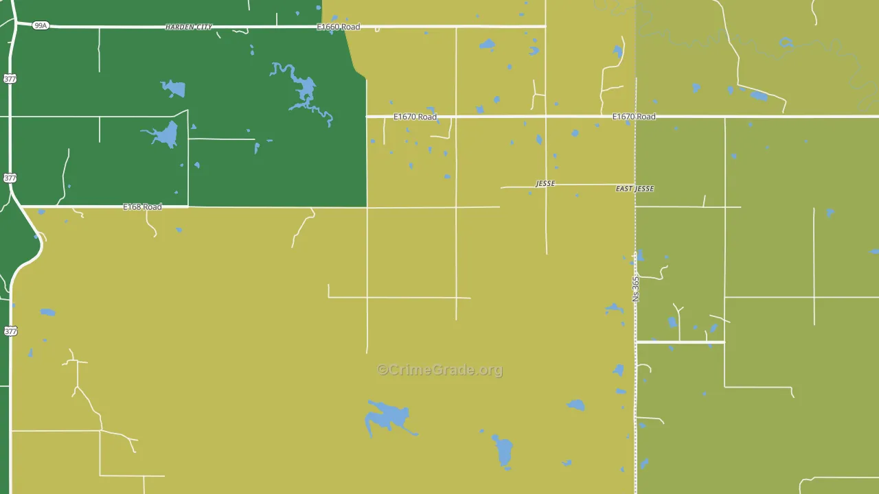 Jesse, OK Map of Vehicle Theft Rates