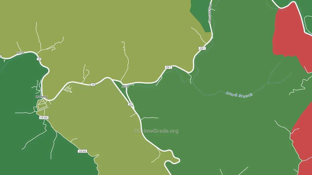 Jesse, WV Map of Vehicle Theft Rates