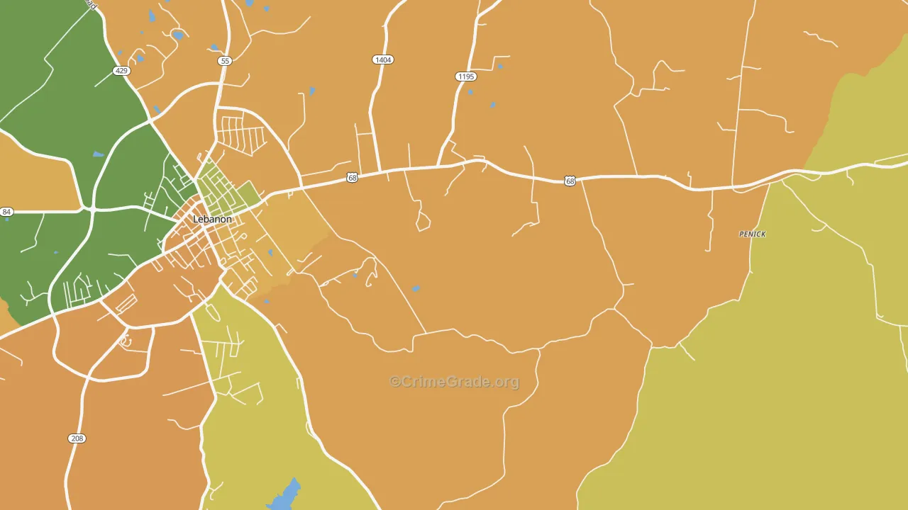 Jessietown, KY Map of Vehicle Theft Rates