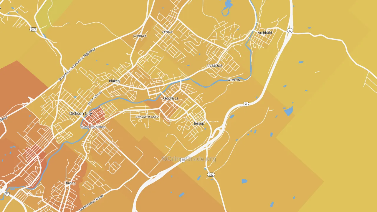 Jessup, PA Map of Vehicle Theft Rates