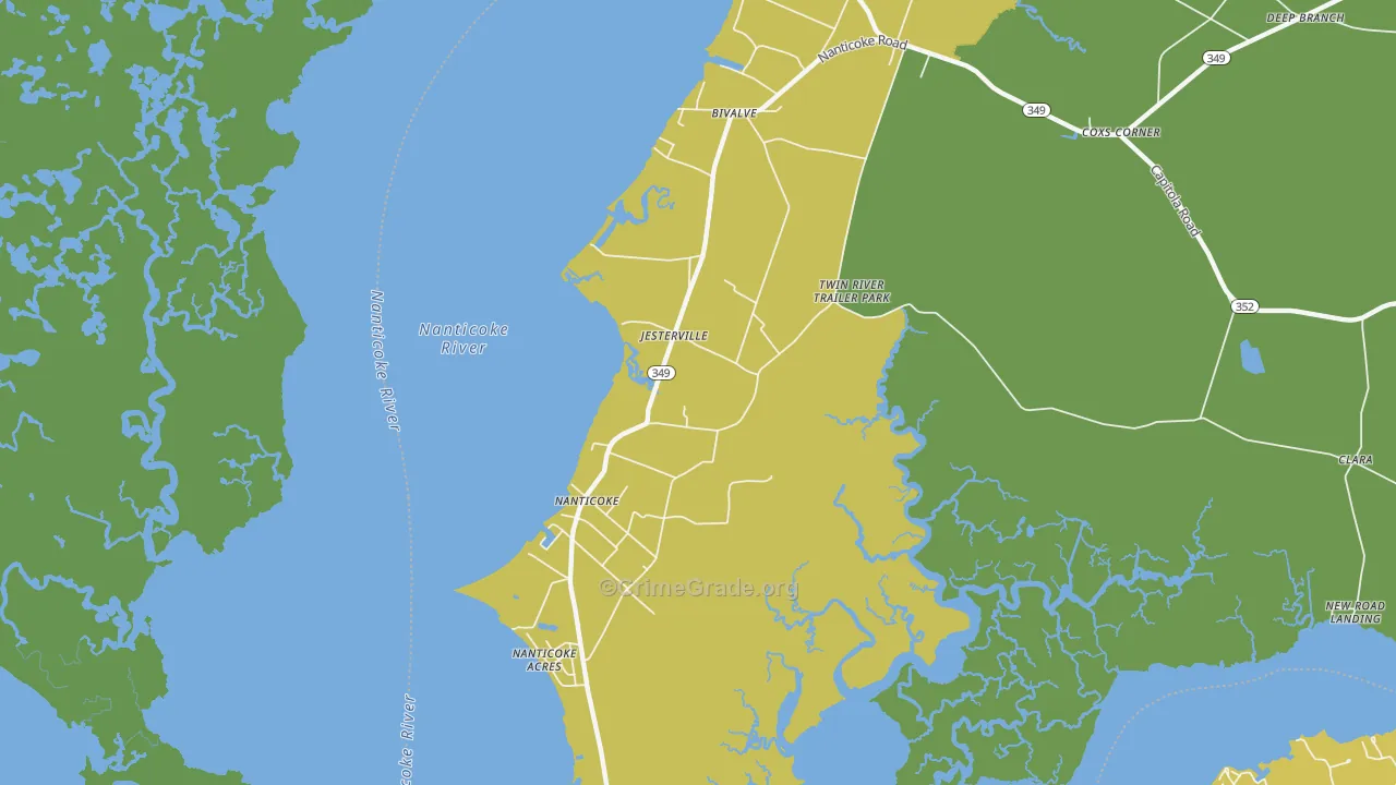 Jesterville, MD Map of Vehicle Theft Rates