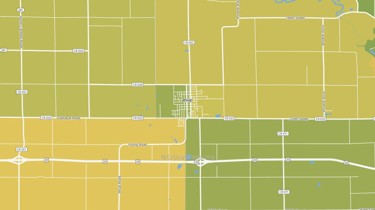Jesup, IA Map of Vehicle Theft Rates