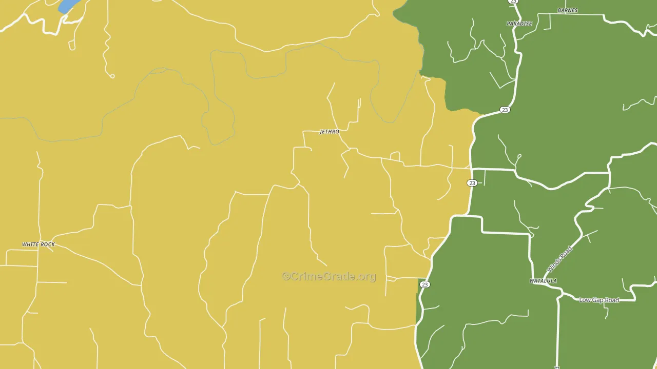 Jethro, AR Map of Vehicle Theft Rates