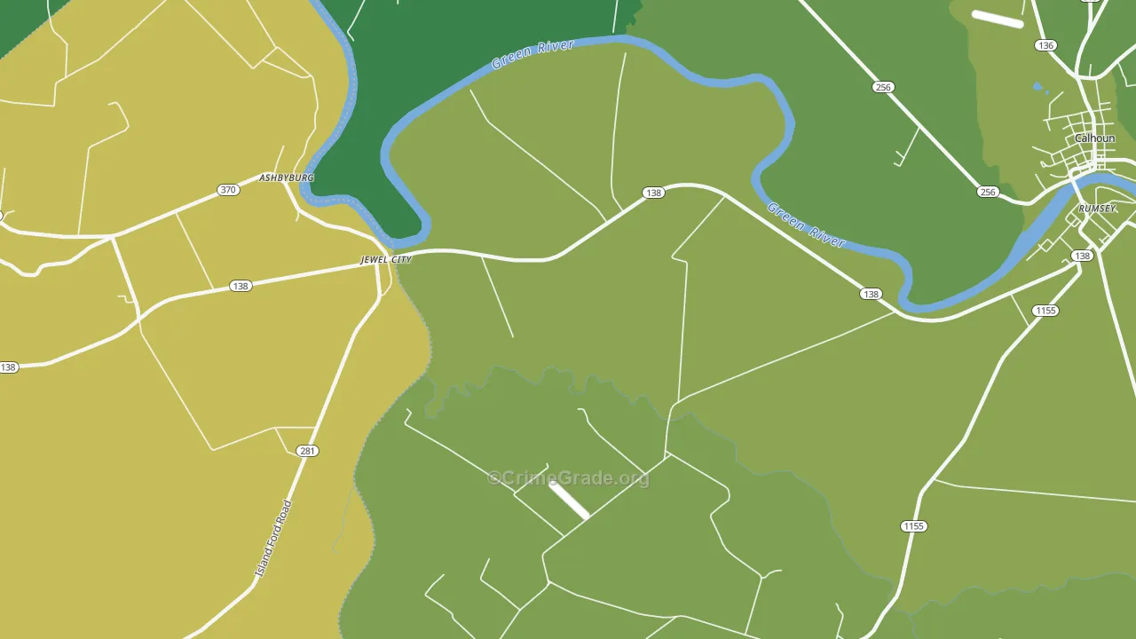 Jewel City, KY Map of Vehicle Theft Rates