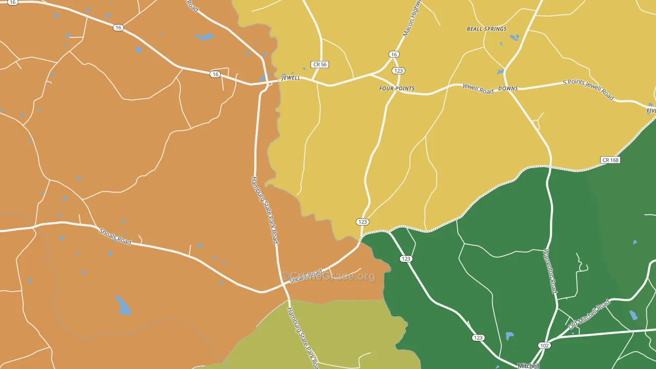Jewell, GA Map of Vehicle Theft Rates