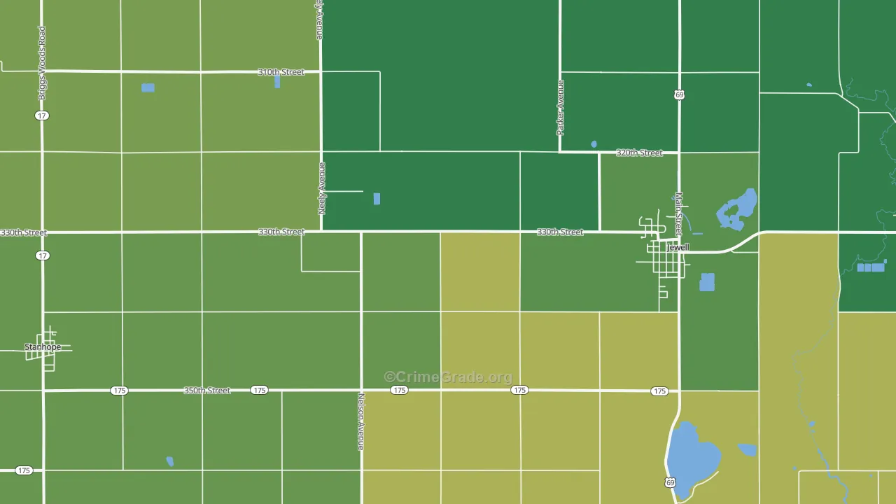 Jewell, IA Map of Vehicle Theft Rates