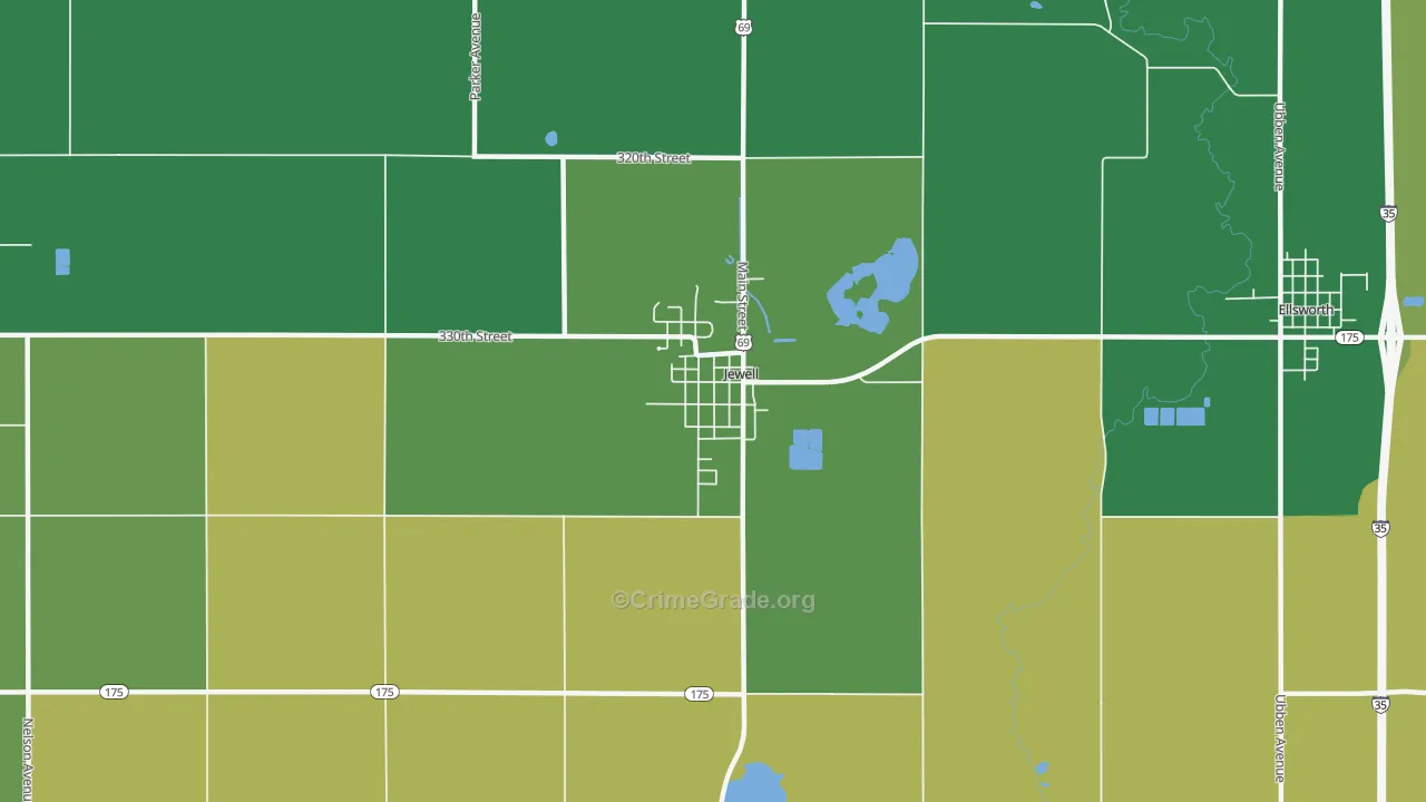 Jewell Junction, IA Map of Vehicle Theft Rates