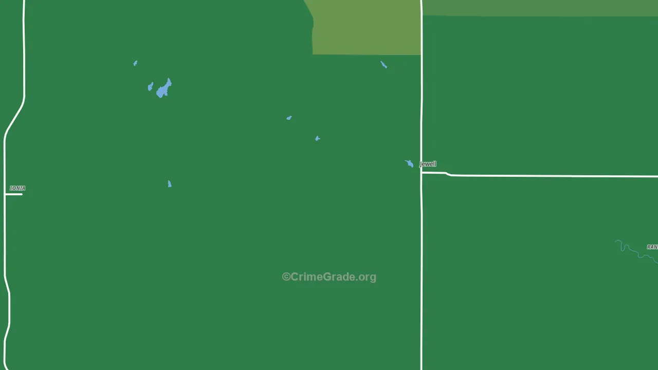 Jewell, KS Map of Vehicle Theft Rates
