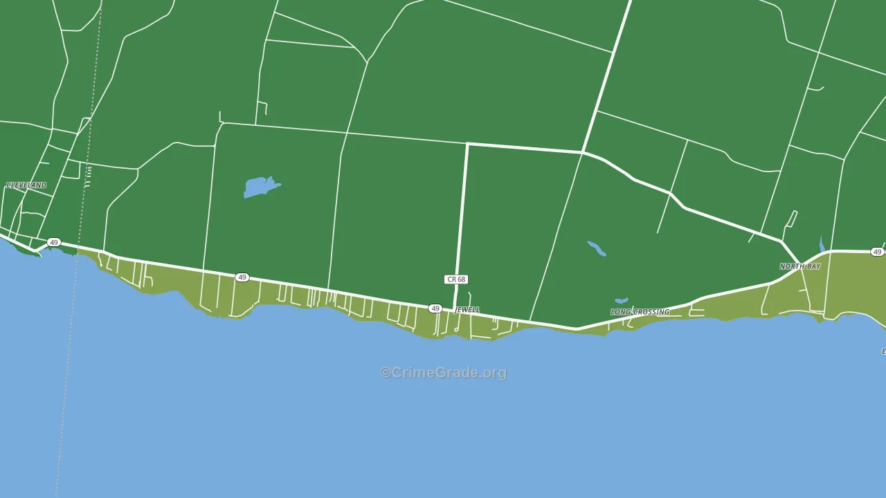 Jewell, NY Map of Vehicle Theft Rates