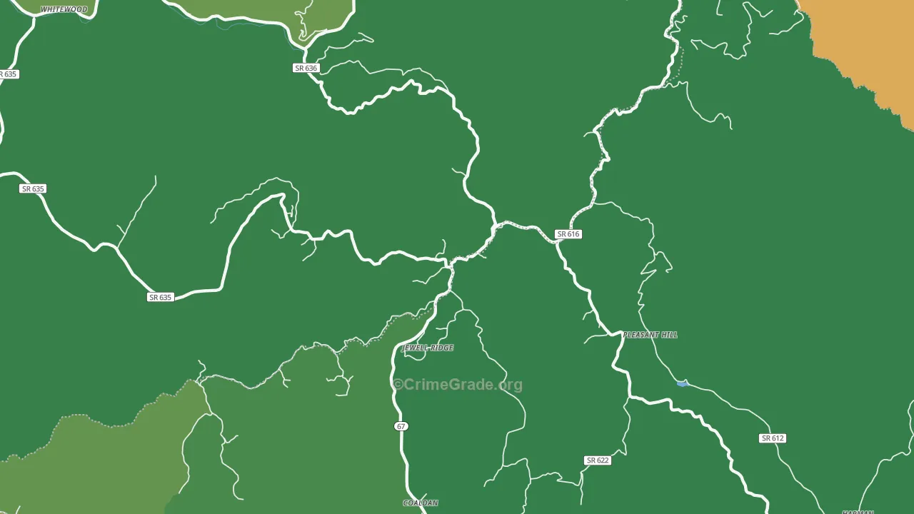 Jewell Ridge, VA Map of Vehicle Theft Rates