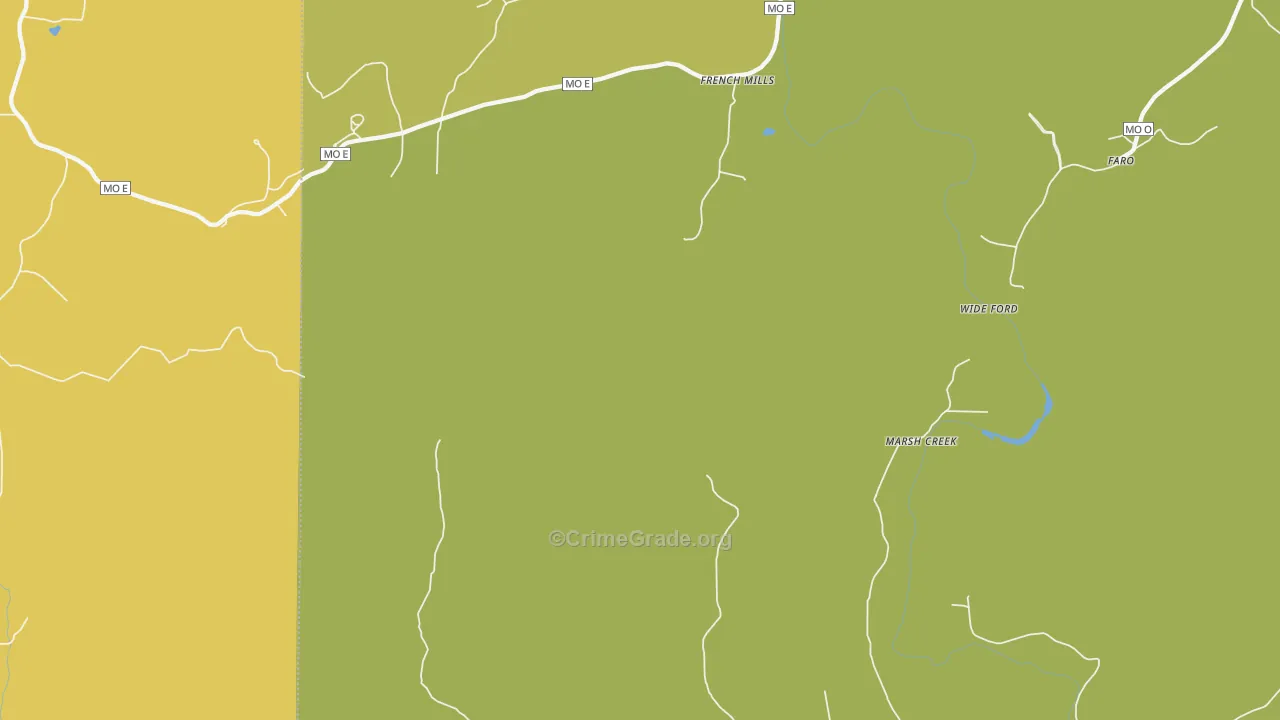 Jewett, MO Map of Vehicle Theft Rates