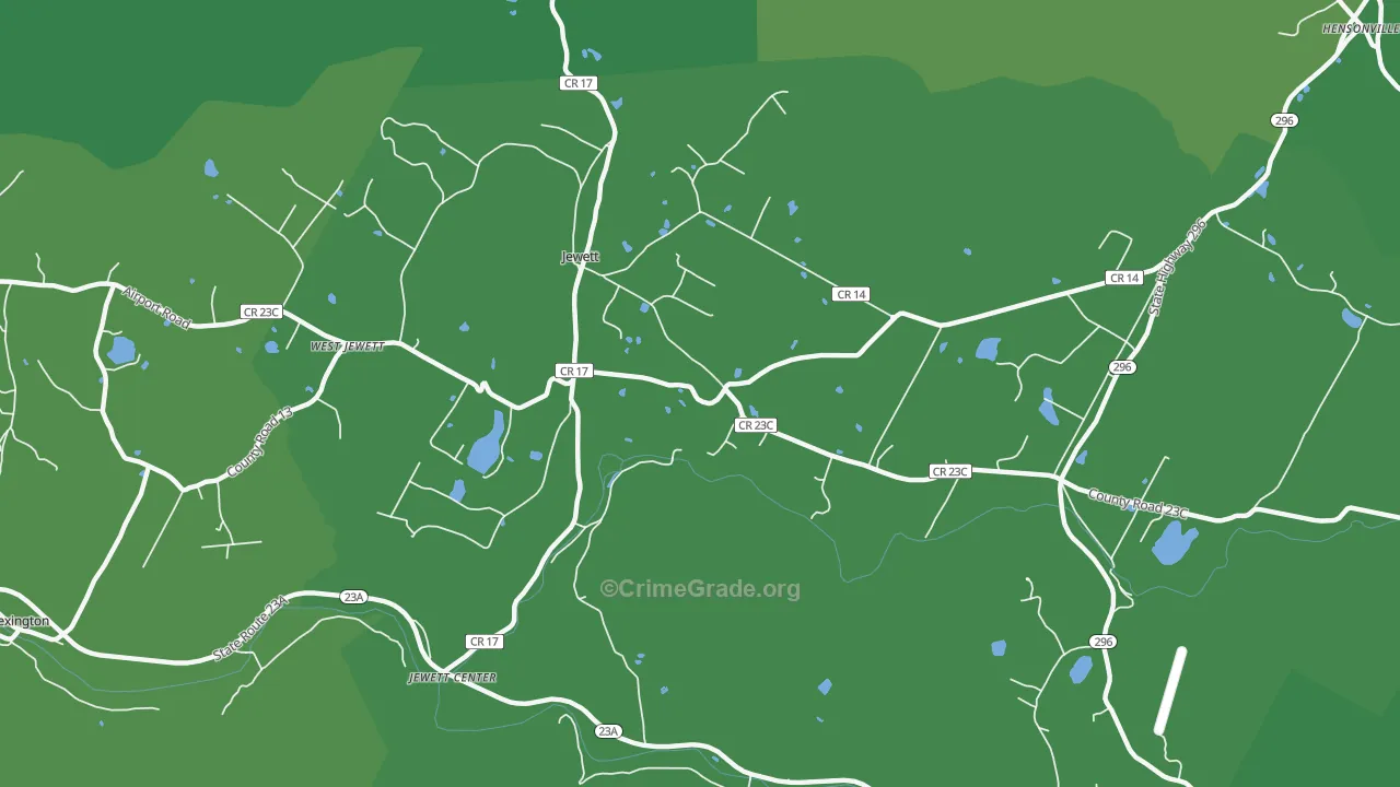 Jewett, NY Map of Vehicle Theft Rates