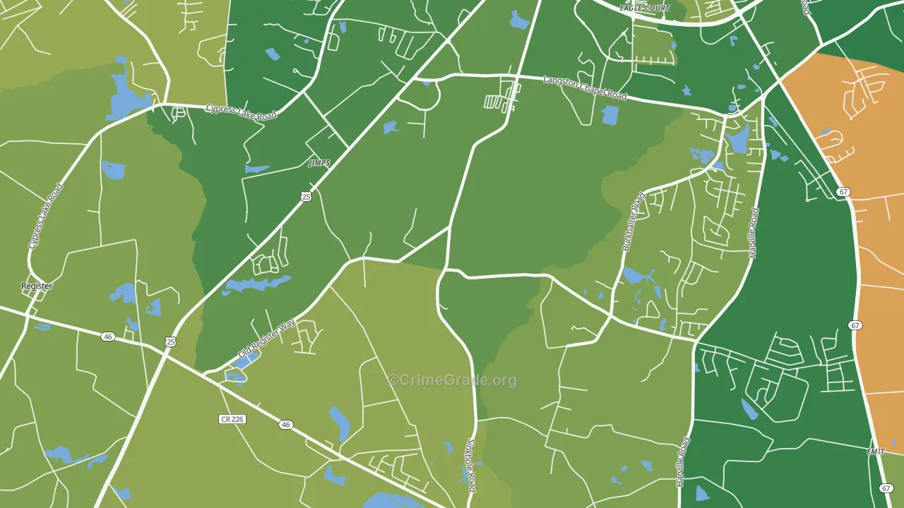Jimps, GA Map of Vehicle Theft Rates