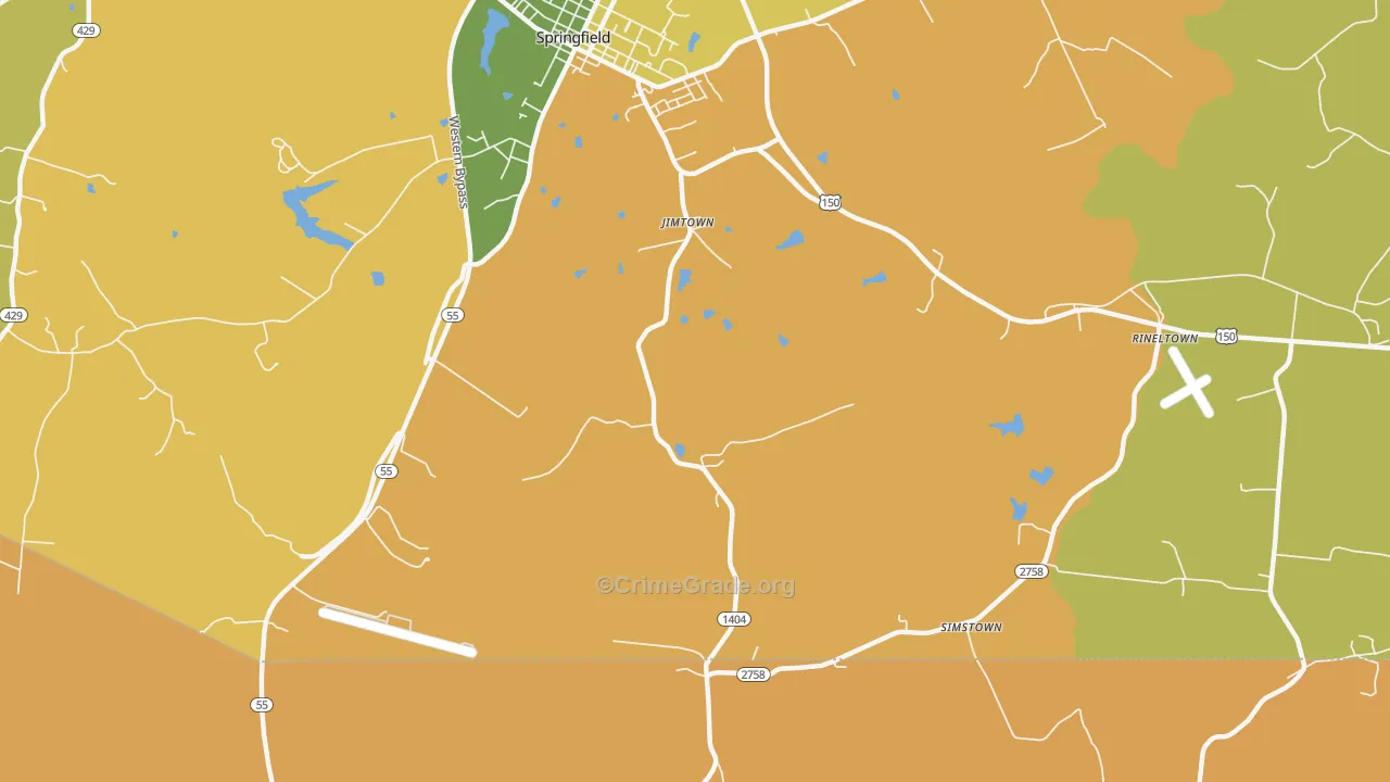 Jimtown, KY Map of Vehicle Theft Rates