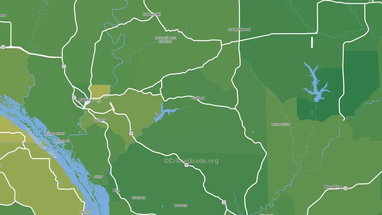 Jo Daviess County, IL Map of Vehicle Theft Rates