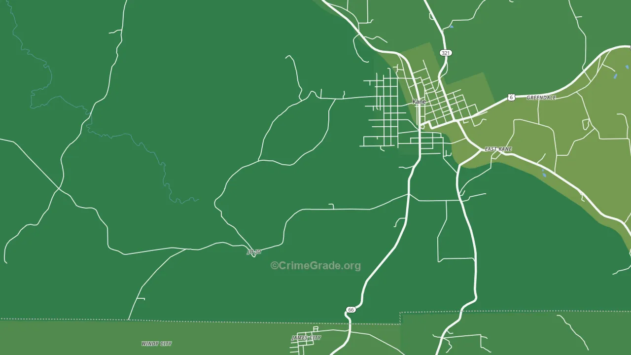 Jo Jo, PA Map of Vehicle Theft Rates