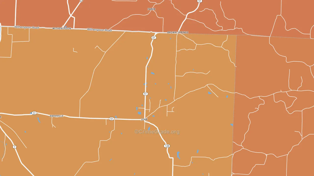 Joan, AR Map of Vehicle Theft Rates