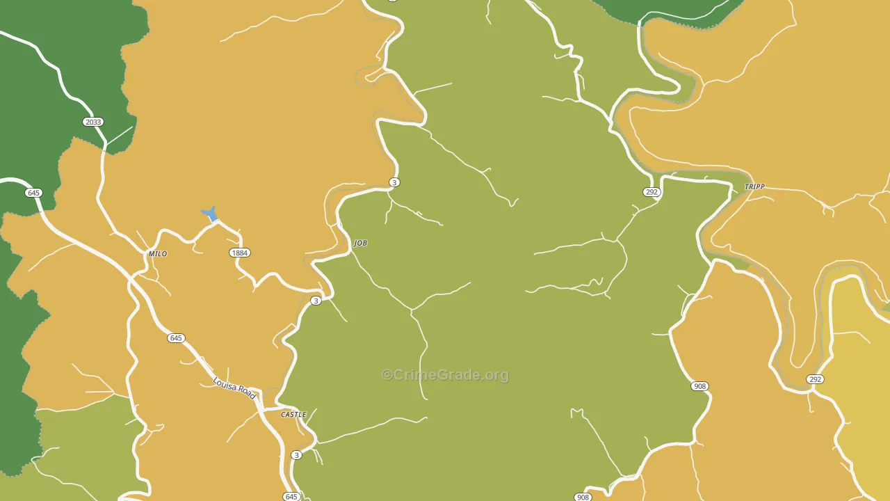 Job, KY Map of Vehicle Theft Rates