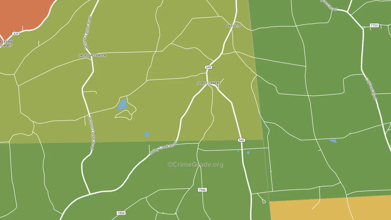 Jobs Corners, PA Map of Vehicle Theft Rates