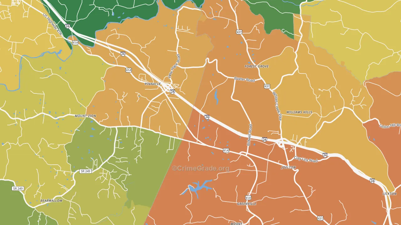 Joelton, TN Map of Vehicle Theft Rates