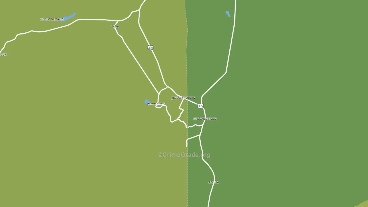 Johannesburg, CA Map of Vehicle Theft Rates