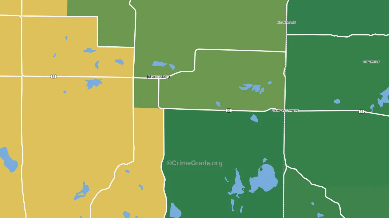 Johannesburg, MI Map of Vehicle Theft Rates