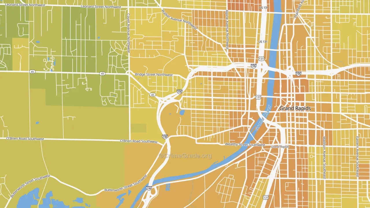 John Ball Park, Grand Rapids, MI Map of Vehicle Theft Rates
