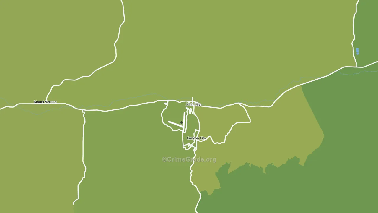 John Day, OR Map of Vehicle Theft Rates
