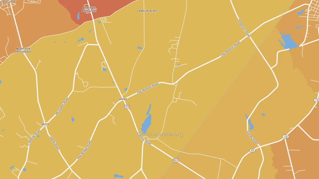 Johns, NC Map of Vehicle Theft Rates