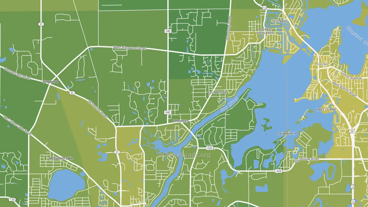Johnsburg, IL Map of Vehicle Theft Rates