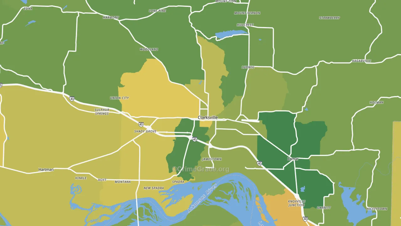 Johnson County, AR Map of Vehicle Theft Rates