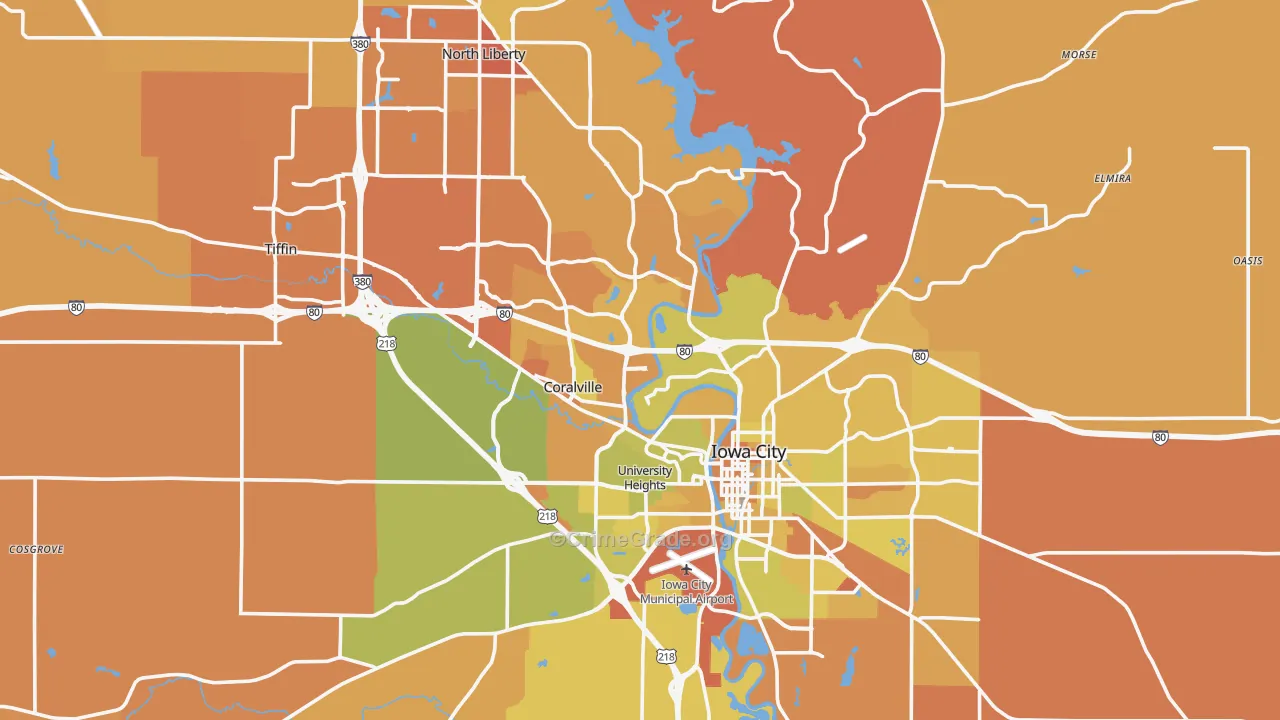 Johnson County, IA Map of Vehicle Theft Rates
