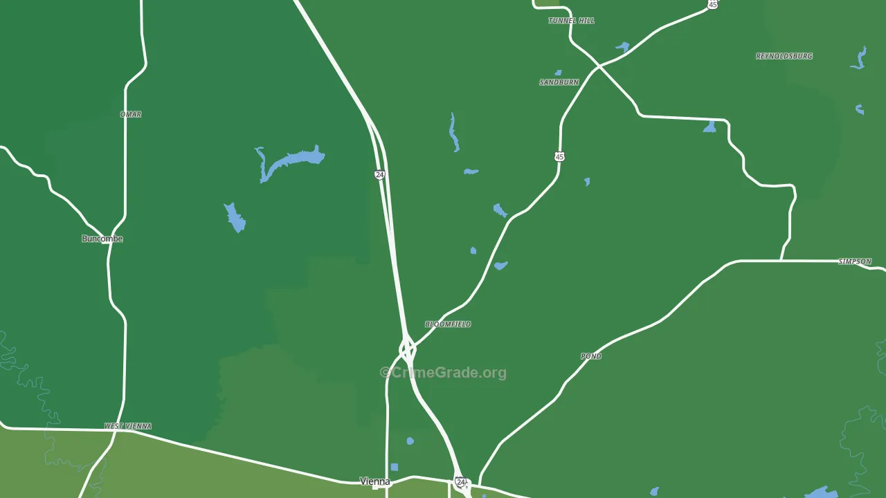 Johnson County, IL Map of Vehicle Theft Rates