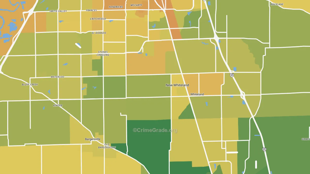 Johnson County, IN Map of Vehicle Theft Rates