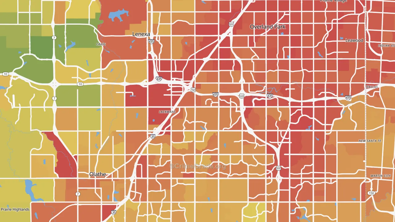 Johnson County, KS Map of Vehicle Theft Rates