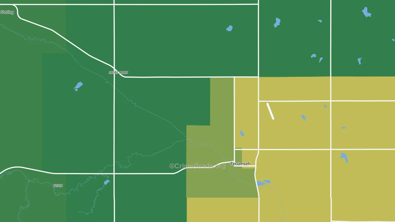 Johnson County, NE Map of Vehicle Theft Rates