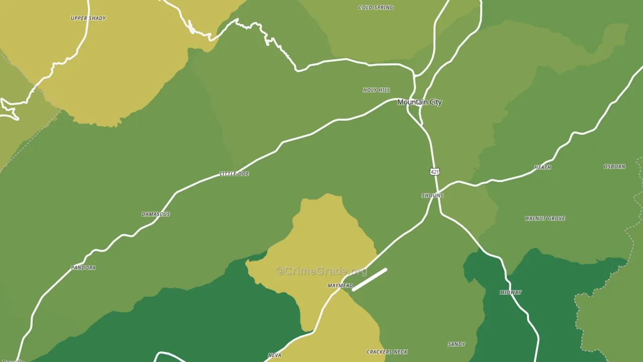 Johnson County, TN Map of Vehicle Theft Rates