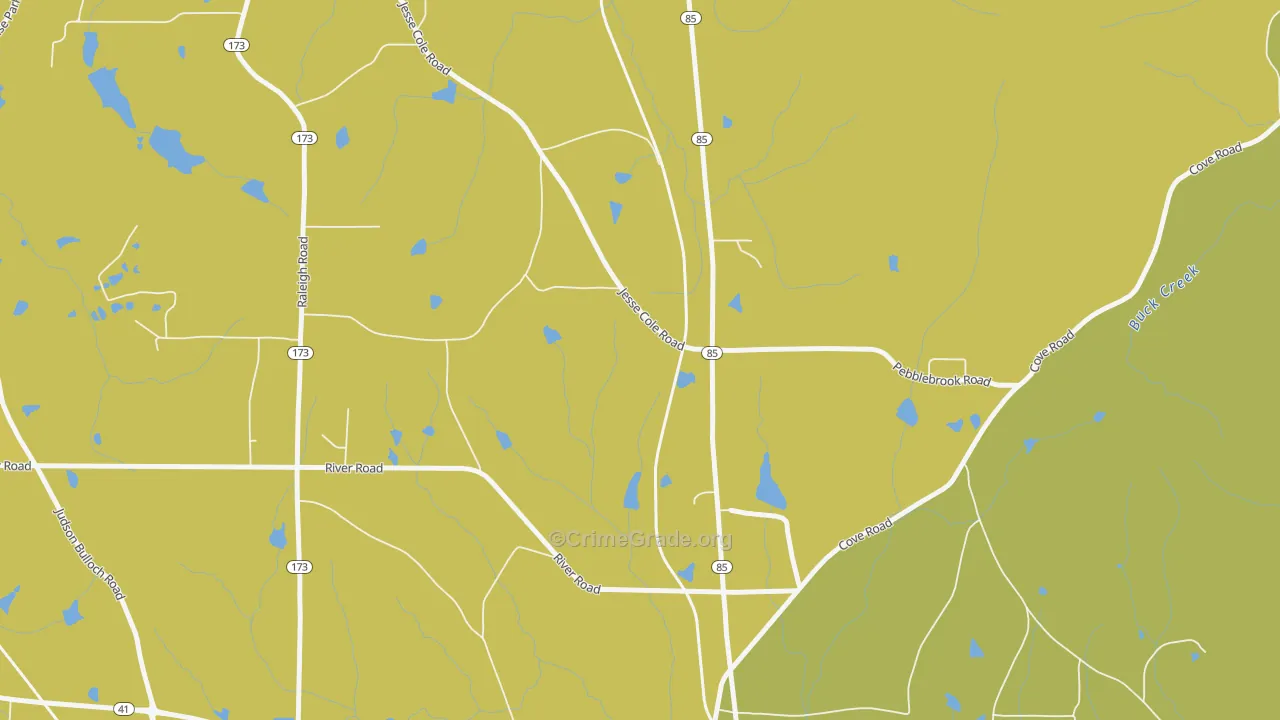 Johnson Crossroads, GA Map of Vehicle Theft Rates