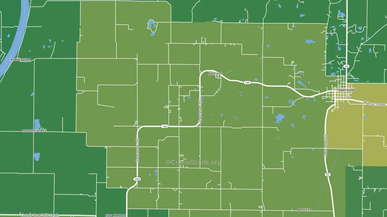 Johnson, IN Map of Vehicle Theft Rates