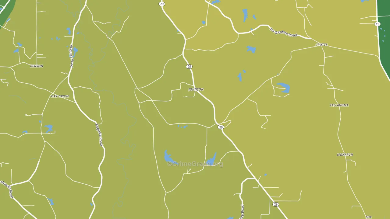 Johnson, MS Map of Vehicle Theft Rates