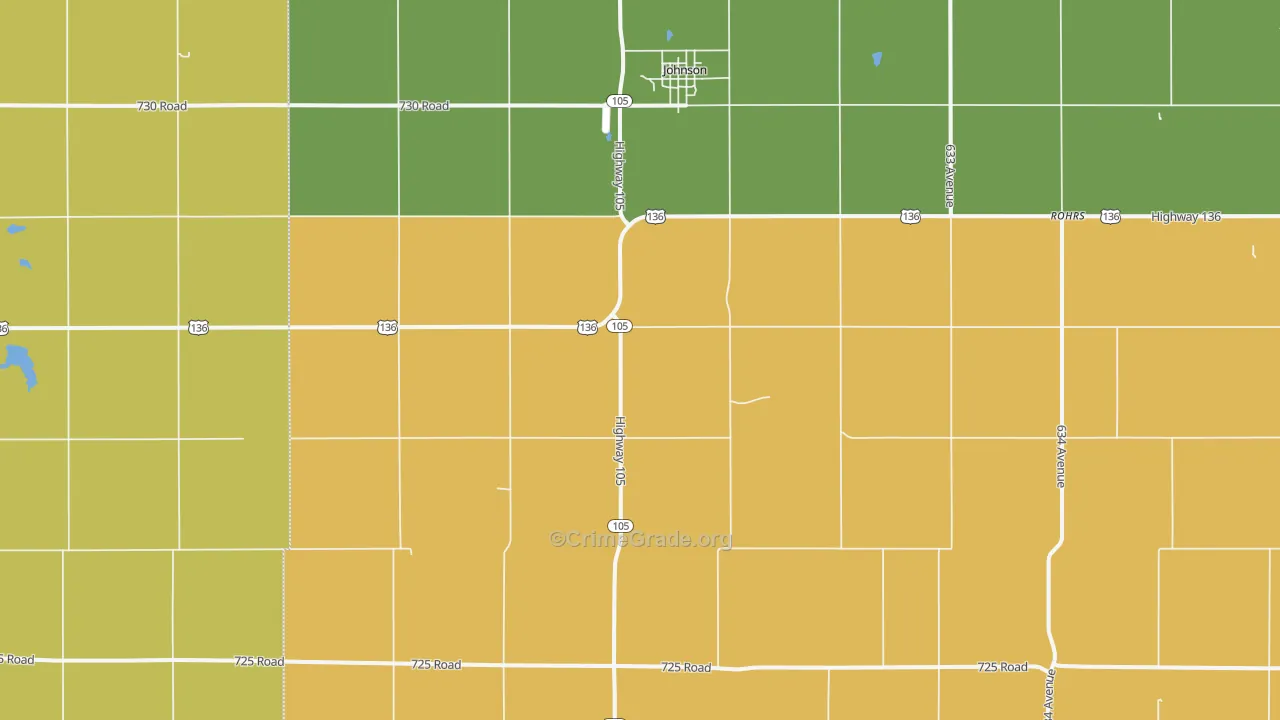 Johnson, NE Map of Vehicle Theft Rates