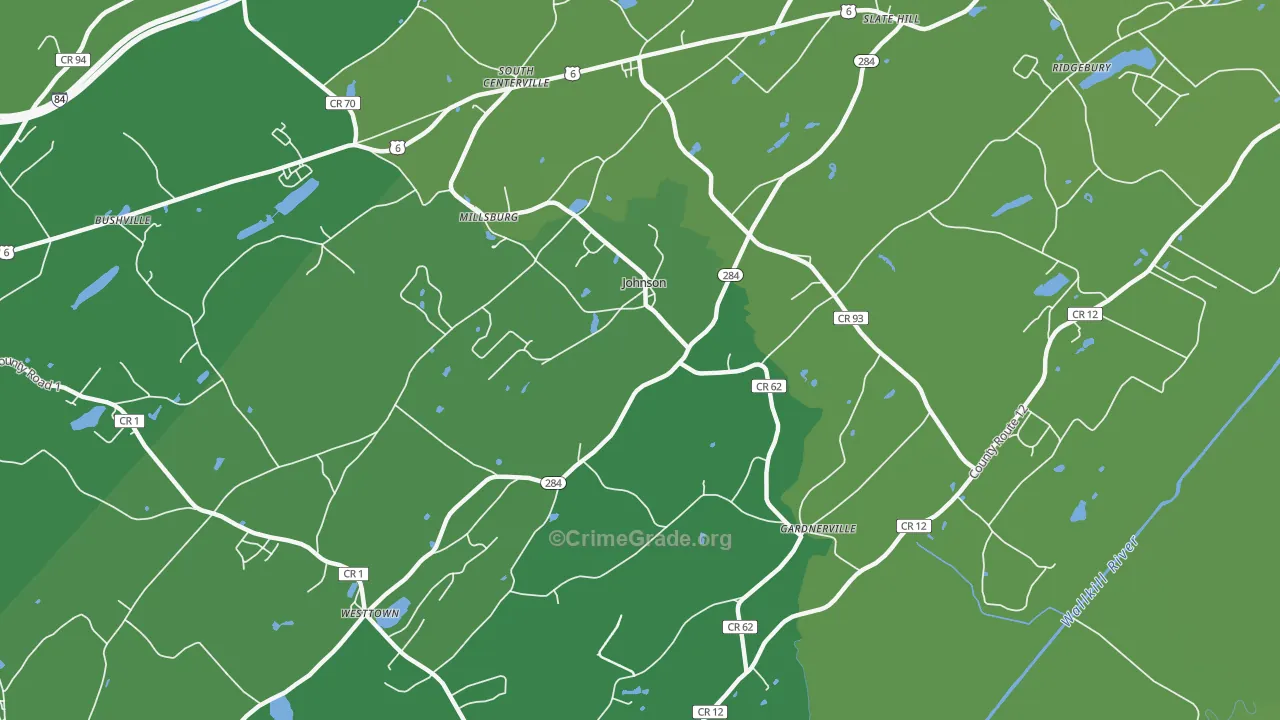 Johnson, NY Map of Vehicle Theft Rates