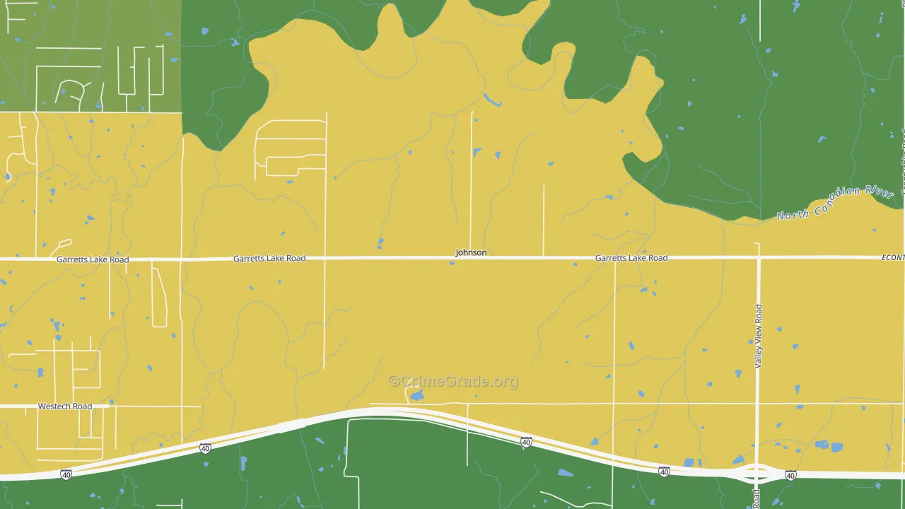 Johnson, OK Map of Vehicle Theft Rates