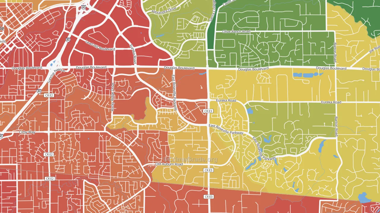 Johnson Ranch, Roseville, CA Map of Vehicle Theft Rates