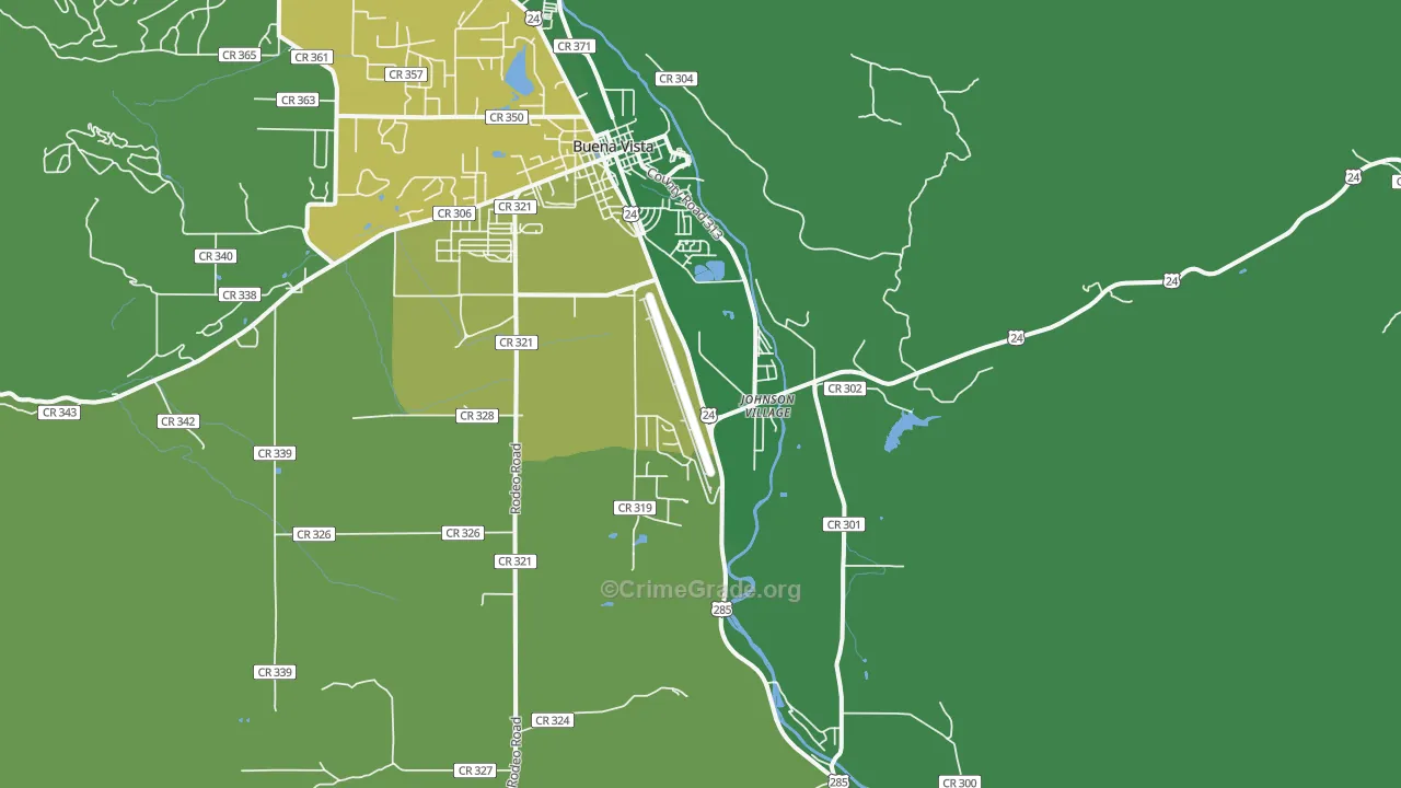 Johnson Village, CO Map of Vehicle Theft Rates