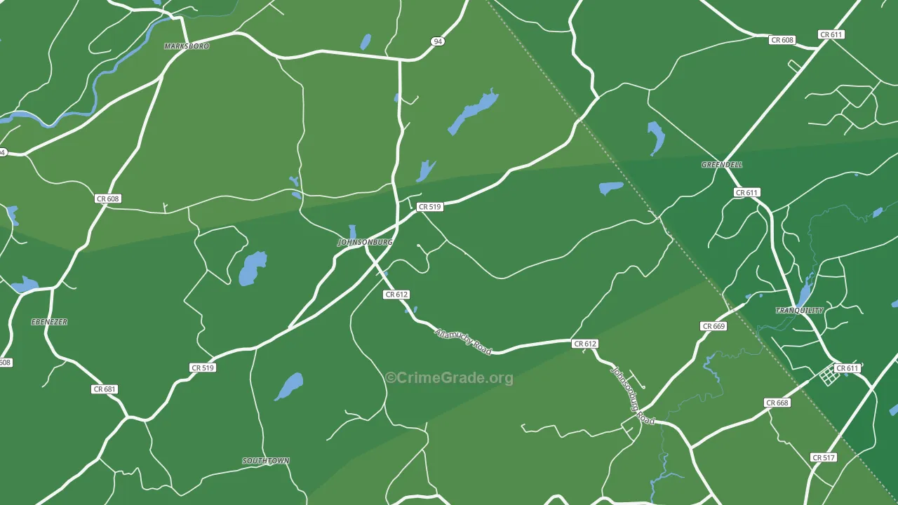 Johnsonburg, NJ Map of Vehicle Theft Rates