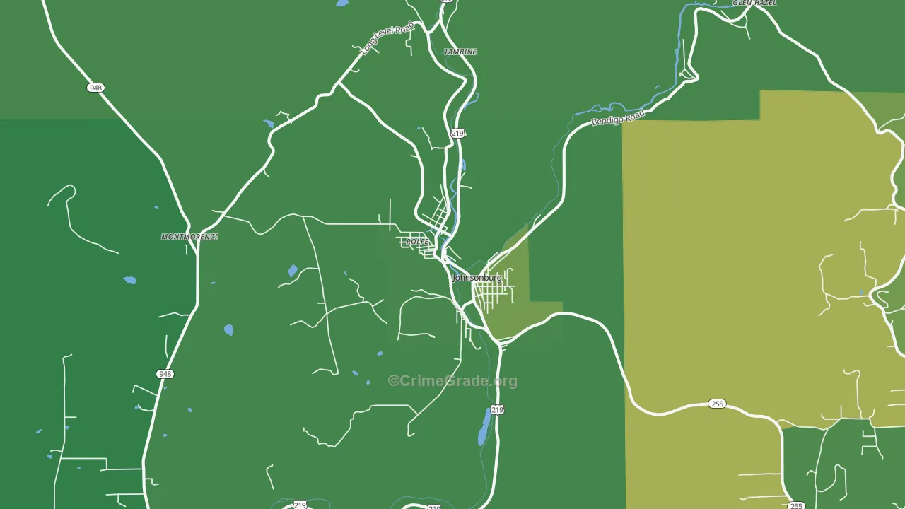 Johnsonburg, PA Map of Vehicle Theft Rates