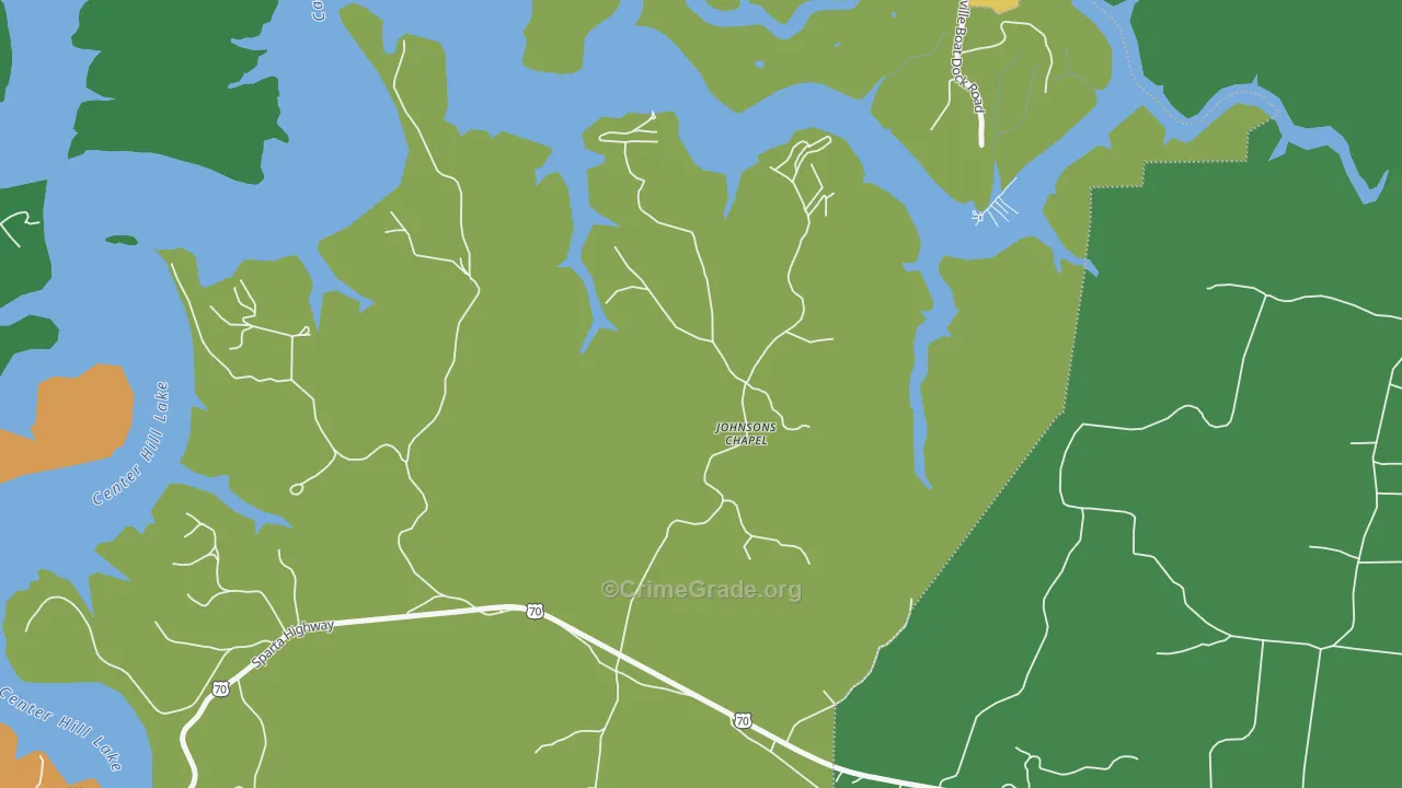 Johnsons Chapel, TN Map of Vehicle Theft Rates