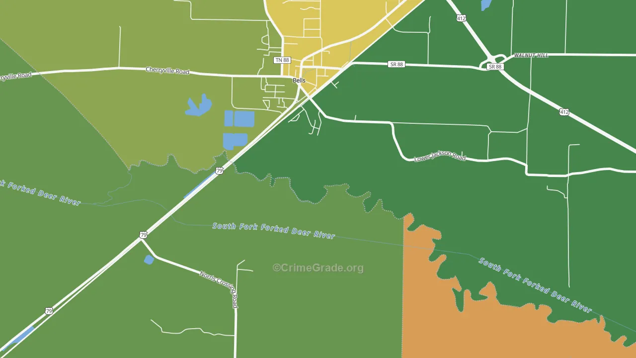 Johnsons Grove, TN Map of Vehicle Theft Rates